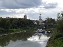 Достопримечательности Вологды. Красный мост (пешеходный). Вид на исторический центр города