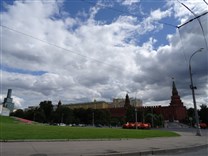 Достопримечательности Москвы. Центральные площади. Вид на Кремль с Боровицкой площади