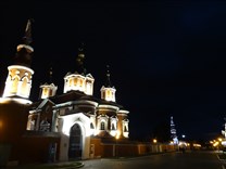 Достопримечательности Коломны. Коломенский Кремль. Подсветка Воздвиженского собора