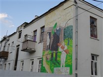 Достопримечательности Боровска. Фрески на стенах домов. Во молодец наш огурец!