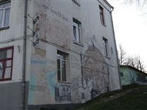 Достопримечательности Боровска. Фрески на стенах домов. Глобус Боровска и карта расположения фресок