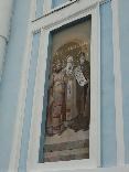 Достопримечательности Задонска. Задонский Рождество-Богородицкий мужской монастырь. Фреска возле главных ворот собора